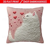  Capa de almofada decorativa com estampa plana 2D de gato preto, com bordado decorativo para sofá. O detalhe em bordado falso no centro adiciona um toque divertido e charmoso à sala de estar.
