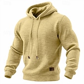 baratos hoodies básicos dos homens-Homens Moletom Moletons Waffle Moletom com capuz Adamascado Preto Branco Verde Tropa Vermelho Com Capuz Tecido Textura Casual Diário Desportos e Ar livre Roupa de rua Legal Roupa de Esporte Primavera