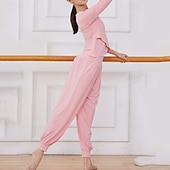 Χαμηλού Κόστους Σέτ και Ολόσωμα-Γυναικεία Μπλούζα γιόγκα Αθλητική κορυφή Συμπαγές Χρώμα Ρούχα σύνολα Φθινόπωρο Μαύρο Λευκό Μοντάλ Χορού Πιλάτες Γιόγκα Ψηλή Μέση Ελαφρύ Αναπνέει Μακρυμάνικο Αθλητισμός Ρούχα Γυμναστικής