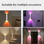 tanie Dekoracyjne światła-1/4 sztuki podwójnej lampki nocnej z czujnikiem kociego oka, ładowanej przez USB, RGB, 3/7 trybów kolorów, płynne przyciemnianie, do sypialni, schodów, garderoby, salonów, reflektorów