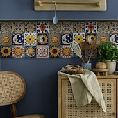 Χαμηλού Κόστους Αυτοκόλλητα πλακιδίων-12 τεμάχια αυτοκόλλητα πλακιδίων τοίχου 3d peel stick 6x6 in, παχύ μωσαϊκό κρυστάλλου αφρού pe, αδιάβροχο backsplash για κουζίνα, μπάνιο &amp;διακόσμηση σπιτιού, μεταλλικό κουτί δώρου με πάνελ τοίχου