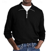 economico Polo classica da uomo-Per uomo Polo Polo con zip a un quarto Abbigliamento quotidiano Data Zip a un quarto Manica Lunga Moda Essenziale Semplice Cerniera Primavera Autunno Vestibilità regolare Nero Bianco Verde militare