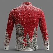 economico Costume di Natale-Natale Per uomo Costume di Natale Colletto finto e design del vestito Camicia da smoking stampata con cravatta Camicia Camicia con Bottoni Manica Lunga Divertente All'aperto Ferie Primavera Autunno