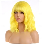 cheap Carnival Wigs-Carnival Wig 2026 Yellow Curly Short Synthetic Festival Wig Mardi Gras Parade Cosplay Costume Hair for Women