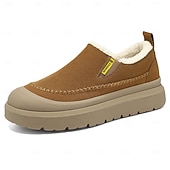 cheap Slip-On Casual Shoes-Men's Slip-on Brown Winter Shoes – Soft Fleece Lining, Trendy and Comfortable, Ideal for Daily Wear and Cold Weather Activities