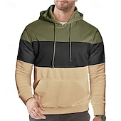 preiswerte Basic-Hoodies für Herren-Herren Kapuzensweatshirt Pullover Kapuzensweatshirt Aprikose Weinrot Schwarz Weiß Armeegrün Mit Kapuze Farbblock Einfach Patchwork Farbblock Kängurutasche Sport &amp; Outdoor Lässig Täglich Streetwear