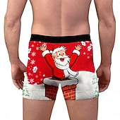 billiga Underkläder-Jul Boxerkalsonger Underkläder julklapp jultomten Grafisk för Herr Vuxna 3D-utskrift för Jul Karnival Nyår Fest