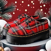 billiga Mäns julsandaler-Röda rutiga herrsneakers – trendigt mönster och bekväm passform, perfekta för julutflykter och avslappnade högtidssammankomster