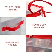 voordelige Kerst Opslag-Kerstversieringsdoos met 64 compartimenten, 12x12x12 inch kerstopbergdozen, ornamentorganizer met rits en handgrepen, geschikt voor vakantiedecoraties, sieraden en cadeaus