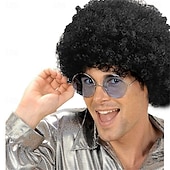 baratos Perucas de Carnaval-Peruca de Carnaval 2026 Rosa Vermelho Preta Encaracolado Afro Curto Peruca sintética para festivais Mardi Gras Parada Cabelo para fantasia de cosplay para Masculino