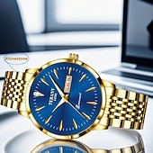 voordelige Quartz-horloges-Geavanceerd herenhorloge modieuze heren quartz horloge modieuze kalender fluorescerende wijzerplaat het beste cadeau voor mannen