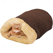 abordables Litières et couvertures pour chiens-Lit-niche auto-chauffant 4 en 1 pour chat, cachette douillette pour dormir