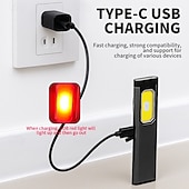 cheap Household Appliances-Rechargeable COB Work Light, Super Bright Magnetic LED Flashlight with Pocket Clip, USB-C, 5 Modes with Red &amp; Blue Strobe - Slim Inspection Light for Car Repair, Camping, and Emergency