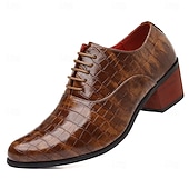 abordables Zapatos Oxford-Men's Burgundy Crocodile Patterned Faux Leather Dress Shoes - Elegant Footwear for Special Occasions and Evening Wear