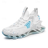 Χαμηλού Κόστους Ανδρικά Παπούτσια Τρεξίματος-Ανδρικά λευκά και γκρι αθλητικά αθλητικά παπούτσια - παπούτσια υψηλών επιδόσεων με αναπνεύσιμο σχεδιασμό για τρέξιμο, υπαίθριες δραστηριότητες και καθημερινή χρήση