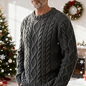 economico maglione pullover da uomo-Per uomo Maglione di Natale Maglioni di Natale Felpa Maglione per le feste Maglione A Coste Treccia Maglia Corto Lavorato a maglia Girocollo Moderno Contemporaneo Abbigliamento quotidiano Uscire
