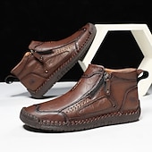 abordables Botines-Botas de senderismo de piel sintética de primera calidad para hombre: calzado resistente con cierre de cremallera para aventuras al aire libre y uso casual.