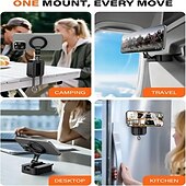 رخيصةأون حامل هاتف-حامل هاتف مغناطيسي 3 في 1 للاستخدام في صالة الألعاب الرياضية، مغناطيسات قوية تلتصق بالأسطح المعدنية، حامل هاتف محمول للصالات الرياضية/السفر