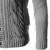 economico Maglioni Cardigan da uomo-Per uomo Felpa Cardigan A Coste Treccia Maglia Top Regolari Lavorato a maglia Semplice Collo alla coreana Vacanza Moda Casuale Abbigliamento quotidiano Abbigliamento Autunno Inverno Blu Nero L XL 2XL