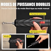 abordables Juegos de destornilladores-Destornillador eléctrico inalámbrico, destornillador inalámbrico mejorado con juego de brocas, kit de herramientas pequeño con 13 puntas, carga tipo C, ideal para muebles y reparaciones domésticas.