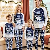 Χαμηλού Κόστους παιδικές χριστουγεννιάτικες πιτζάμες-Οικογένεια Κοίτα Χριστούγεννα Χριστουγεννιάτικες οικογενειακές πιτζάμες Πυτζάμες Οικογενειακά σετ Γραφική Χιονονιφάδα Σπίτι Στάμπα Σκούρο μπλε Μακρυμάνικο Καθημερινά Αντιστοίχιση ρούχων