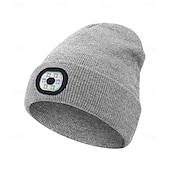 olcso Beanie fejhallgató-Kötött Fejlámpás Sapka Új Kültéri LED Világító Sapka USB Újratölthető 1.5-3W Áramellátás Gombvezérlés Type-C Töltés Éjszakai Kerékpározáshoz és Futáshoz Fejfedő Valentin-napi ajándék