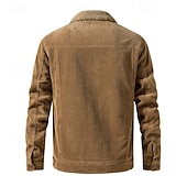 preiswerte Herrenjacken &amp; Herrenmäntel-Herren Wintermantel Cordjacke Fleecejacke Freizeitjacke Outdoor Lässig Thermowarm Tasche Herbst Winter Einfach Vintage Streetwear Umlegekragen Regulär Schwarz Khaki Kaffee Grau Jacken