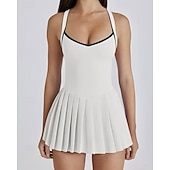 economico Abbigliamento Tennis da donna-Per donna Tinta unita Gonne a pieghe Abito sportivo Vestito all'americana Reggiseno incorporato Traspirante Tennis Atletico Corsa Vestito Nero Bianco Giallo Abbigliamento da tennis