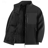voordelige Sportjacket-Voor heren Winterjack Fleecejack Vrijetijdsjas Vakantie Dagelijks Thermisch Warm Zak Fleece Herfst winter Effen Modieus Streetwear Opstaand Normaal Zwart Rood Khaki Leger Groen Donkerblauw Jacks