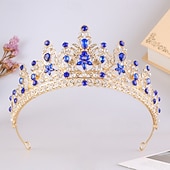 billige Tiarer og kroner-Crown Tiaras Hodepryd Legering Bryllup Bursdag Elegant søt stil Med Rhinsten Hodeplagg Hodeplagg