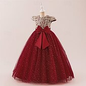 abordables Robes de fête-Enfants Fille Robe Robe de Soirée Couleur Unie Sans manches Formel Performance Occasion Spéciale Noeud de cravate Mode Quotidien Princesse Polyester Maxi Robe de Soirée Robe évasée Robe en Tulle Ét