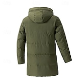 abordables Plumas y parkas de hombre-Hombre Abrigo de invierno Chaqueta acolchada Bolsillo Poliéster Vacaciones Ropa Cotidiana Cita Largo Moda Casual Cómodo Mantiene abrigado Otoño Invierno Color sólido/liso Negro Verde Trébol Gris