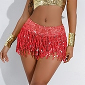 Недорогие Одежда для танцев живота-Юбка с бахромой Samba Dancewear латинская танцевальная юбка юбка с блестками для сценических выступлений женский костюм юбка с блестками и бахромой костюм для выступлений