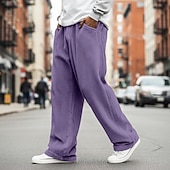 ieftine Picior drept-Bărbați Pantaloni Pantaloni Corduroy Pantaloni largi Pantaloni casual Pantaloni de sport cu picior drept Cordon Culoare solidă Confort Lungime totală În aer liber Casual Zilnic Modă Stil Clasic Negru