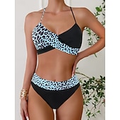 billiga Tankinis-Kvinnors Tankini 2-delad baddräkt med fräck midjekontroll hög midja slank rygglös semester strandkläder halterneck ärmlös baddräkt