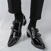 זול נעלי נזיר-נעלי גברים עם רצועות נזיר כפולות מעור דמוי עור חומות - נעלי ערב אלגנטיות לחתונות ואירועים רשמיים