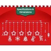 abordables Lumières de cordes de vacances-Guirlande lumineuse décorative de Noël 3 m, 10 pendentifs pentagramme et flocon de neige, télécommande 8 fonctions, USB/piles AAA, ambiance festive intérieure.