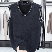 preiswerte Herren Pullover Weste-Herren Pullunder Kleid Pullover Pullover Weste Strickpullover Gerippt Stricken Normale Oberteile Gestrickt Einfach V Ausschnitt Mode Lässig Urlaub Alltagskleidung Bekleidung Herbst Winter Schwarz Rote
