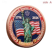  250周年記念コイン - 黄金のアメリカンフラッグ＆リバティベルデザインコレクティブルコイン、展示用の耐久性金属記念コイン、コレクターの愛国心セミクインテセンニアル
