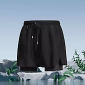 זול שחיית טרנקים ומכנסי לוח-בגדי ריקוד גברים מכנסי גלישה מכנסי שורט בגדי ים מכנסי שחייה אחיד הדפס 2 ב 1 עם תוחם דחיסה ייבוש מהיר בגדי ים תחתיות גלישה שייט בקאנו שנרקול קיץ