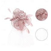 ieftine fascinatoare-Ornamente de Cap Material Textil organza Pălărie Nuntă Petrecere ceai Cursă de cai cocktail Elegant Epocă Cu Pene Diadema Articole Pentru Cap