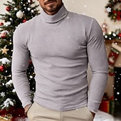 economico maglione pullover da uomo-Per uomo Maglione di Natale Maglioni di Natale Maglione per le feste Maglione Maglione a maglia A Coste Maglia Top Regolari Lavorato a maglia Semplice Dolcevita Moda Casual Vacanza Abbigliamento