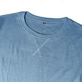 Недорогие Вафельная трикотажная футболка-Муж. Футболка с вафельным рисунком Футболка Длинный рукав Вырез под горло Все сезоны Сплошной цвет Традиционный / винтаж На каждый день Гладкая ткань на открытом воздухе Дом Для занятий спортом