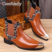 voordelige Chelsea -laarzen-Heren Chelsea boots van imitatieleer in bruin leer – elegant en comfortabel, ideaal voor zakelijke gelegenheden, formele gelegenheden en dagelijks gebruik