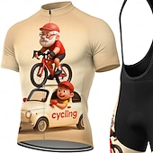 abordables Conjuntos de ropa para hombre-Hombre Maillot de Ciclismo Maillot de ciclismo con culotte corto con tirantes Manga Corta MTB Bicicleta Montaña Ciclismo Carretera Verano Primavera Café Caricatura Geométrico Cosecha Bicicleta Filtro
