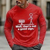  T-Shirt Grafica Uomo Manica Lunga 'Bene Questo Non È un Buon Segno' Design di Umorismo Giocoso
