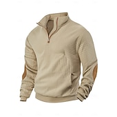 preiswerte Einfache Sweatshirts-Herren Zip Up Sweatshirt Waffel-Sweatshirt Pullover Schwarz Weiß Marineblau Khaki Dunkelgray Halber Reißverschluss Einfach Reißverschluss Tasche Arbeit Sport &amp; Outdoor Lässig ohne Druck Aktiv Vintage