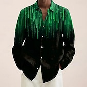 abordables Diseño Geométrico-Hombre Geométrico Degradado de color Arte abstracto Camisa Abotonar la camisa Manga Larga Moda informal Exterior Uso Diario Primavera Otoño Cuello Vuelto Impresión 3D camisas con cuello Negro / Verde