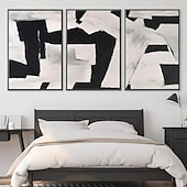 お買い得  抽象画-手描きの油絵、黒、グレー、白、モダン、抽象、キャンバスの油絵、ミニマリスト、テクスチャ、壁アート、手作りの絵画、リビングルーム、壁アート、ホームデコレーション