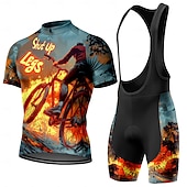 Χαμηλού Κόστους Ανδρικά σύνολα ένδυσης-Ανδρικά Φανέλα ποδηλασίας Αθλητική φανέλα και σορτς ποδηλασίας Κοντομάνικο Ποδηλασία Βουνού Ποδηλασία Δρόμου Καλοκαίρι Άνοιξη Θαλασσί Ρουμπίνι Βυσσινί Κινούμενα σχέδια Πεπαλαιωμένο Ποδήλατο